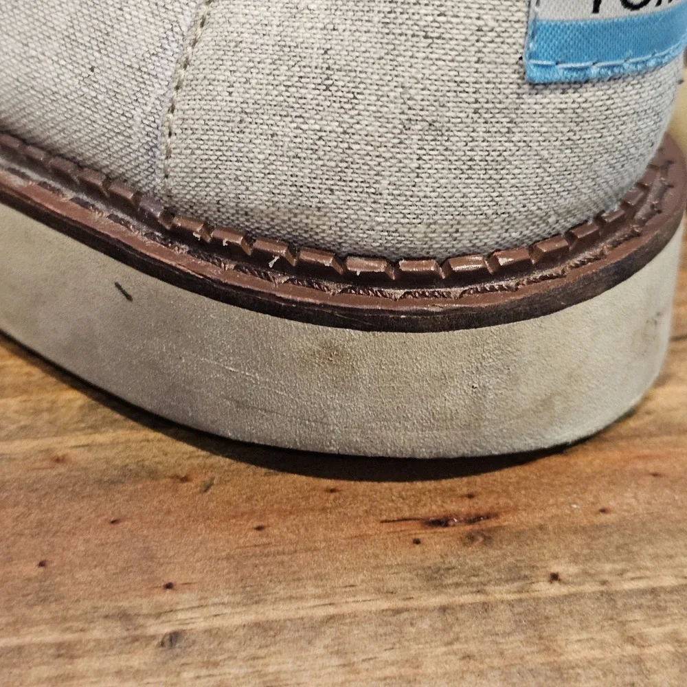 Toms Shoes Mens 10‎ Gray Canvas Oxfords Lace Up  Cap Toe Casual